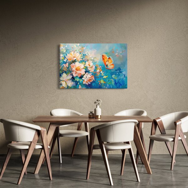 Slika - Leptir i cvijeće, ulje na platnu II. (90x60 cm)