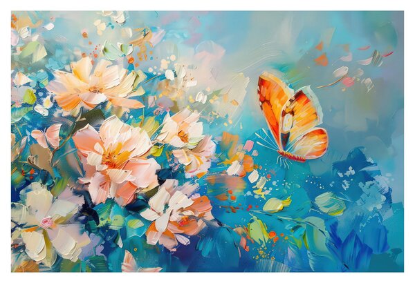Slika - Leptir i cvijeće, ulje na platnu II. (90x60 cm)