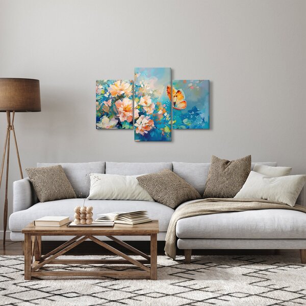 Slika - Leptir i cvijeće, ulje na platnu II. (90x60 cm)