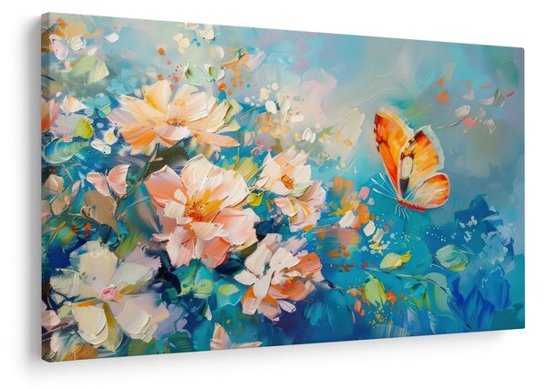 Slika - Leptir i cvijeće, ulje na platnu II. (90x60 cm)