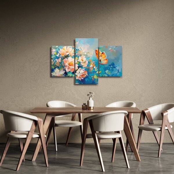 Slika - Leptir i cvijeće, ulje na platnu II. (90x60 cm)