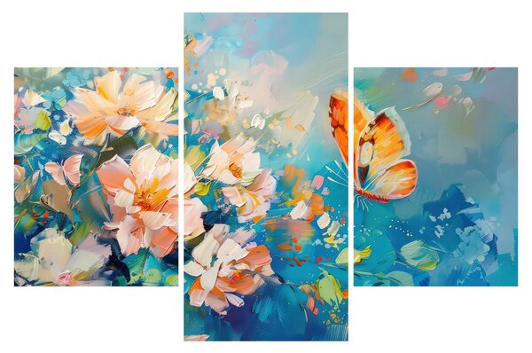 Slika - Leptir i cvijeće, ulje na platnu II. (90x60 cm)