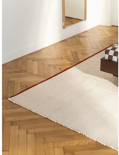 Crvena/bež ručno rađena vunena staza 80x170 cm Lenu – noo.ma