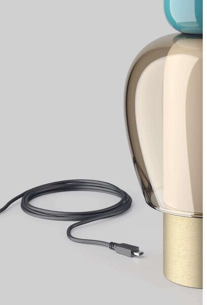 Stolna lampa Easy Peasy ToGo, smeđa/aluminij, 24 cm - Lodes