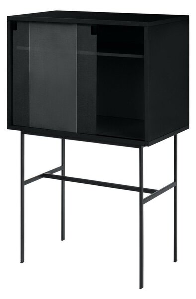 Crna vitrina s kliznim vratima 70x109x40 cm Lekko – noo.ma