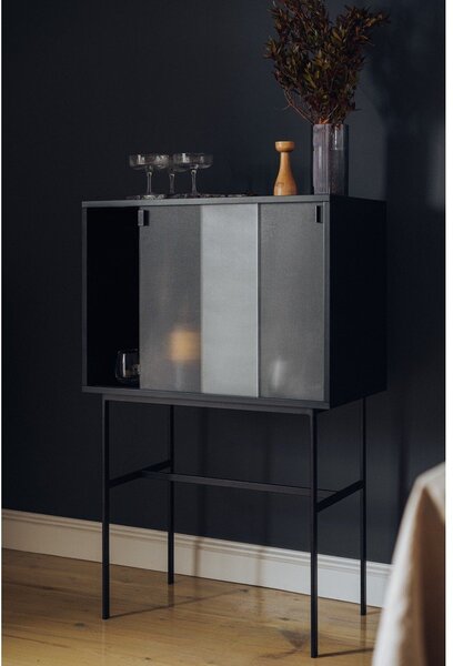 Crna vitrina s kliznim vratima 70x109x40 cm Lekko – noo.ma