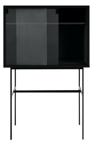 Crna vitrina s kliznim vratima 70x109x40 cm Lekko – noo.ma