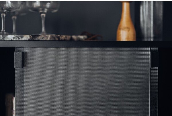 Crna vitrina s kliznim vratima 70x109x40 cm Lekko – noo.ma
