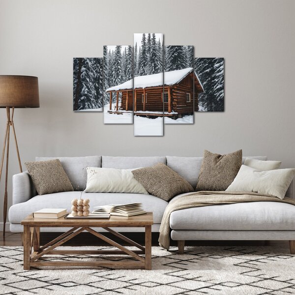 Slika - Koliba prekrivena snijegom (150x105 cm)