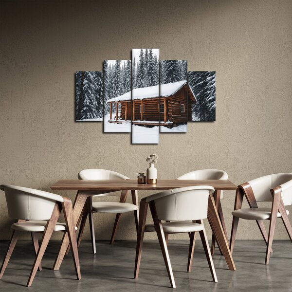 Slika - Koliba prekrivena snijegom (150x105 cm)