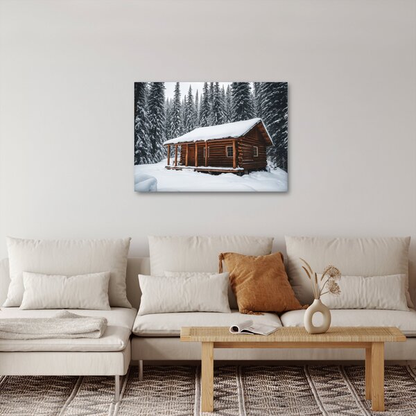 Slika - Koliba prekrivena snijegom (70x50 cm)
