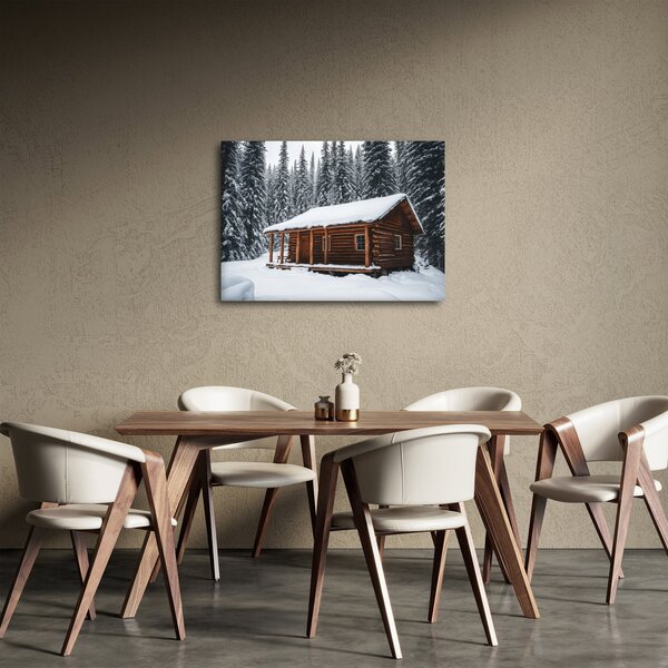 Slika - Koliba prekrivena snijegom (70x50 cm)