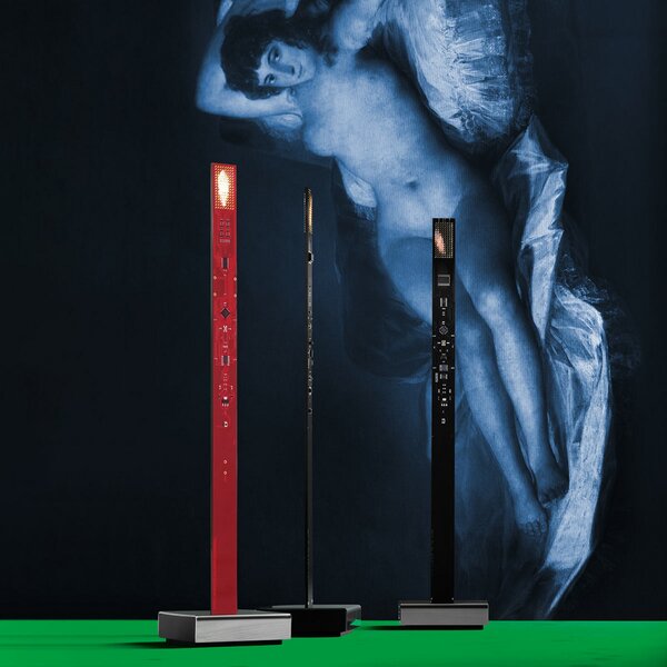 Stolne Lampa Ingo Maurer, My New Flame, prigušiv, Crvena, Dnevna soba, Metal, Dizajn