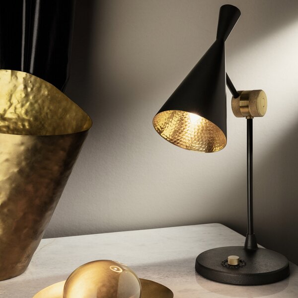 Stolne Lampa Tom Dixon, Beat Table, prigušiv, Crno, Dnevna soba, Metal, Dizajn