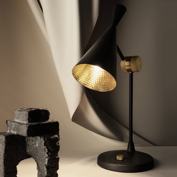 Stolne Lampa Tom Dixon, Beat Table, prigušiv, Crno, Dnevna soba, Metal, Dizajn