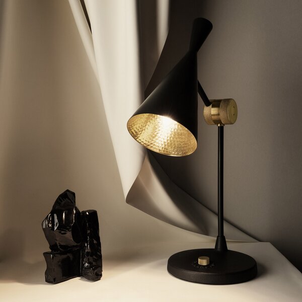 Stolne Lampa Tom Dixon, Beat Table, prigušiv, Crno, Dnevna soba, Metal, Dizajn