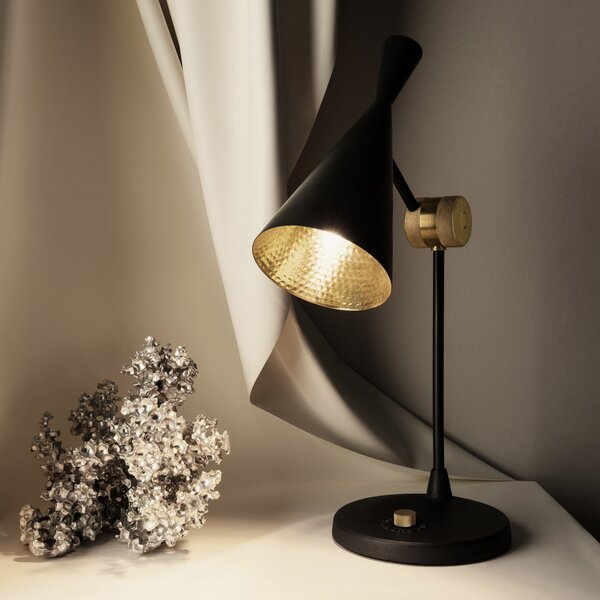 Stolne Lampa Tom Dixon, Beat Table, prigušiv, Crno, Dnevna soba, Metal, Dizajn
