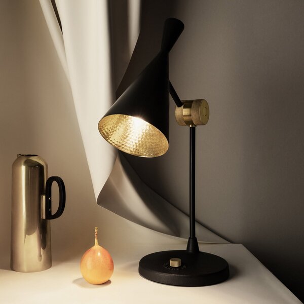 Stolne Lampa Tom Dixon, Beat Table, prigušiv, Crno, Dnevna soba, Metal, Dizajn
