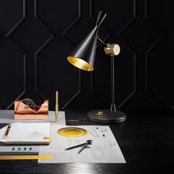 Stolne Lampa Tom Dixon, Beat Table, prigušiv, Crno, Dnevna soba, Metal, Dizajn