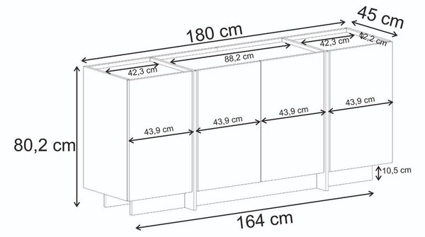 Komoda u dekoru bora s rupom za kabele u prirodnoj boji 180x80x45 cm Dorma – Kalune Design