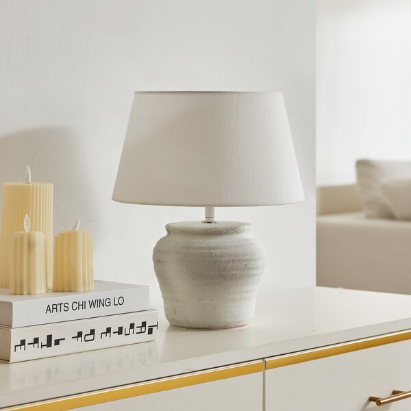 Stolne Lampa Lindby, Aelith, Bijela, Dnevna soba, Keramika, Seoska kuća / rustikalni