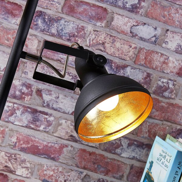 Podne Lampa Lindby, Lilly, Crno, Dnevna soba, Metal, Industrijski dizajn