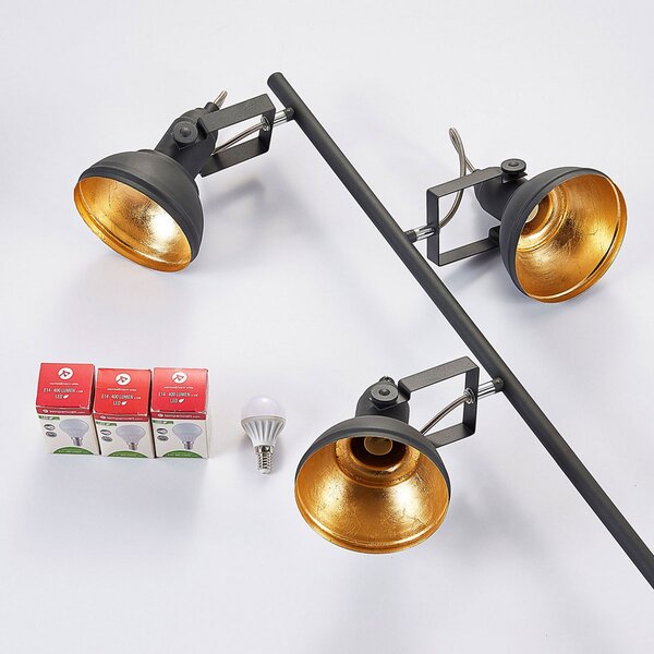 Podne Lampa Lindby, Lilly, Crno, Dnevna soba, Metal, Industrijski dizajn