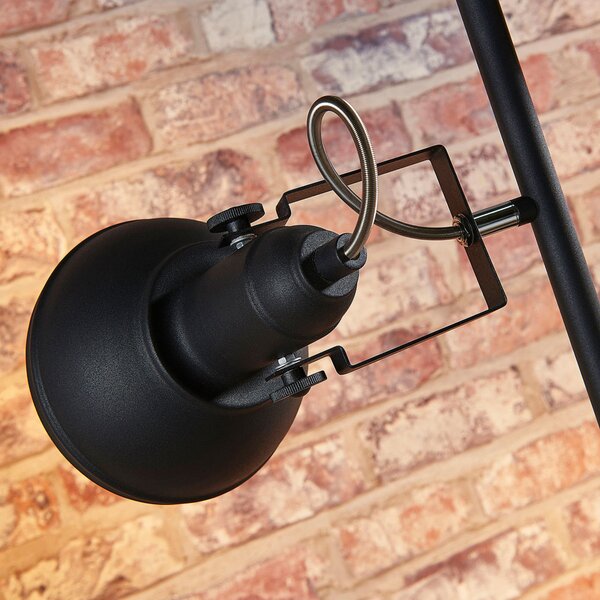Podne Lampa Lindby, Lilly, Crno, Dnevna soba, Metal, Industrijski dizajn