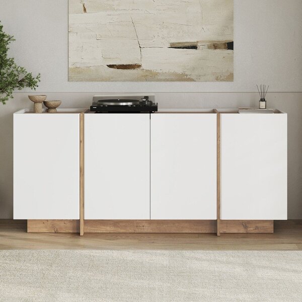 Bijela komoda u dekoru bora s rupom za kabele 180x80x45 cm Dorma – Kalune Design