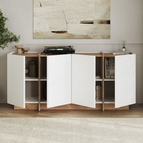 Bijela komoda u dekoru bora s rupom za kabele 180x80x45 cm Dorma – Kalune Design