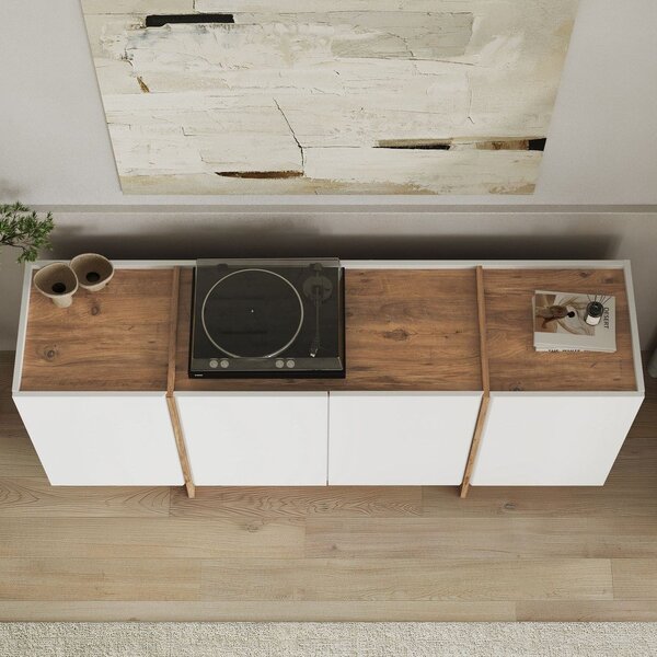 Bijela komoda u dekoru bora s rupom za kabele 180x80x45 cm Dorma – Kalune Design