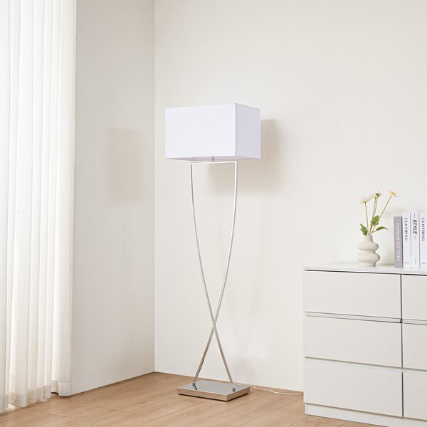 Podne Lampa Lucande, Evaine, Bijela, Dnevna soba, Metal, Moderan