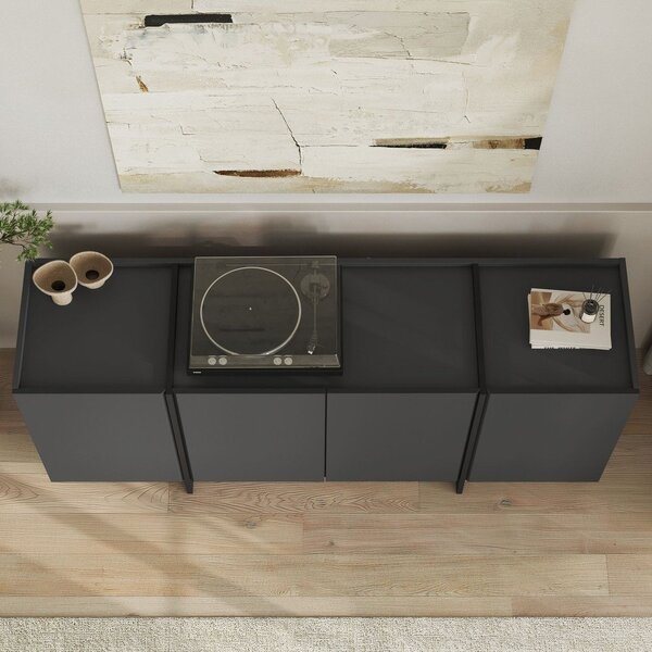 Antracitno siva komoda s rupom za kabele 180x80x45 cm Dorma – Kalune Design