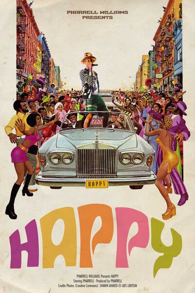 Umjetnički plakat HAPPY, (26.7 x 40 cm)