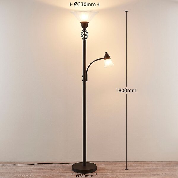 Podne Lampa Lucande, Dunja, Smeđa / hrđa, Dnevna soba, Metal, Seoska kuća / rustikalni