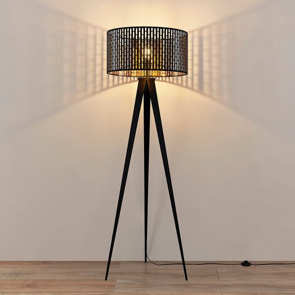 Podne Lampa Lindby, Thoralf, Crno, Dnevna soba, Metal