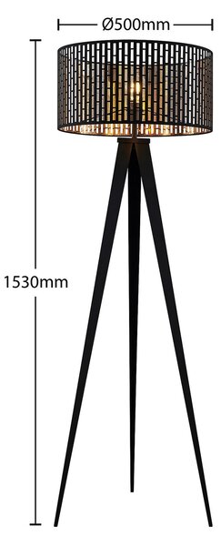 Podne Lampa Lindby, Thoralf, Crno, Dnevna soba, Metal