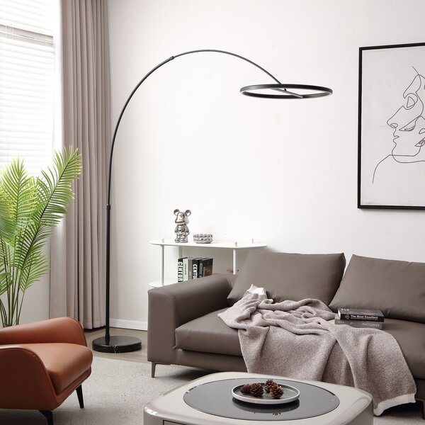Podne Lampa Lucande, Virvera, Crno, Dnevna soba, Metal, Moderan