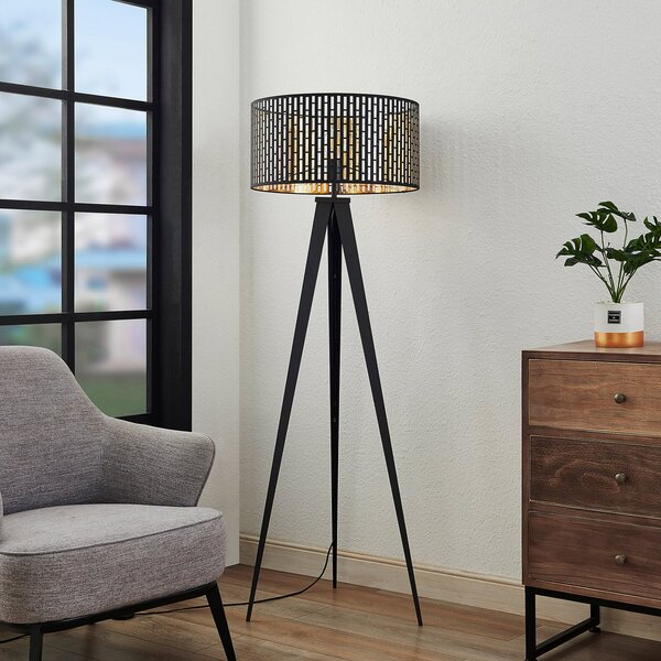 Podne Lampa Lindby, Thoralf, Crno, Dnevna soba, Metal