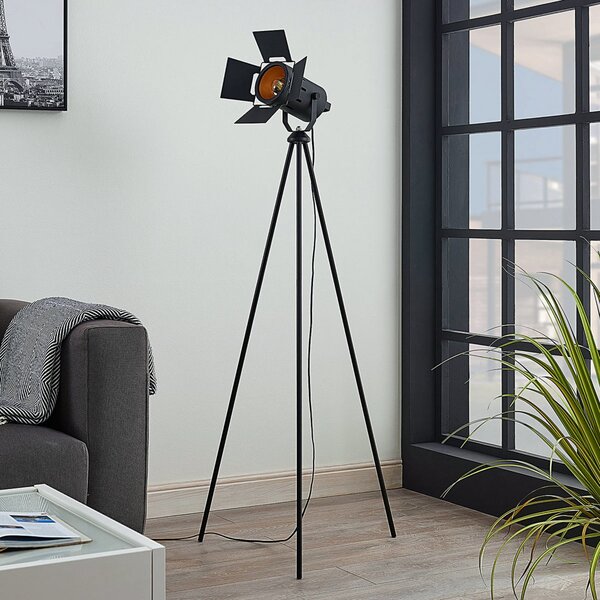 Podne Lampa Lindby, Devon, Crno, Dnevna soba, Metal, Moderan