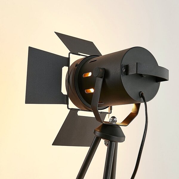 Podne Lampa Lindby, Devon, Crno, Dnevna soba, Metal, Moderan