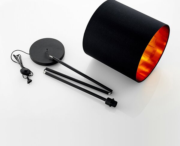 Podne Lampa Lindby, Nymar, Crno, Dnevna soba, Tkanina / tekstil, Moderan