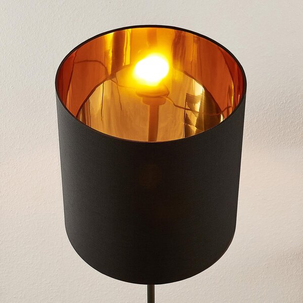 Podne Lampa Lindby, Nymar, Crno, Dnevna soba, Tkanina / tekstil, Moderan