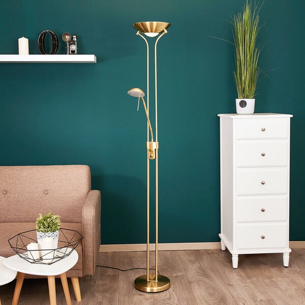 Podne Lampa Lindby, Josefin, prigušiv, Zlato / mjed, Dnevna soba, Metal, Moderan