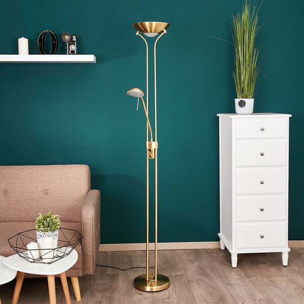 Podne Lampa Lindby, Josefin, prigušiv, Zlato / mjed, Dnevna soba, Metal, Moderan