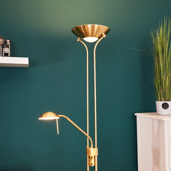 Podne Lampa Lindby, Josefin, prigušiv, Zlato / mjed, Dnevna soba, Metal, Moderan
