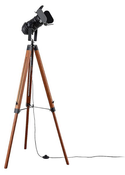 Podne Lampa Lindby, Hilma, Smeđa / hrđa, Dnevna soba, Drvo, Industrijski dizajn