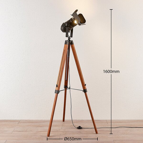 Podne Lampa Lindby, Hilma, Smeđa / hrđa, Dnevna soba, Drvo, Industrijski dizajn