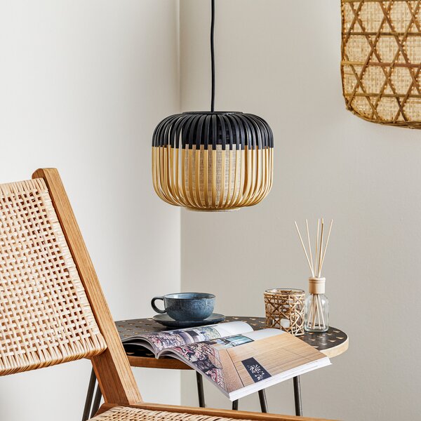 Viseće Svjetiljka Forestier, Bamboo Light XS, prigušiv, Crno, Dnevna soba, Bambus, Dizajn