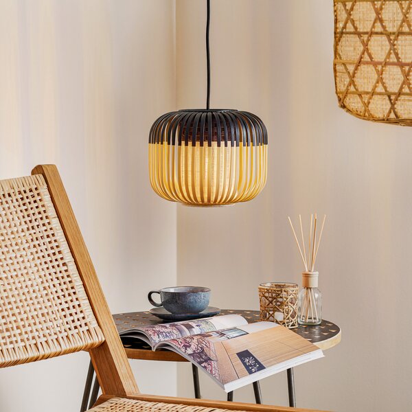 Viseće Svjetiljka Forestier, Bamboo Light XS, prigušiv, Crno, Dnevna soba, Bambus, Dizajn